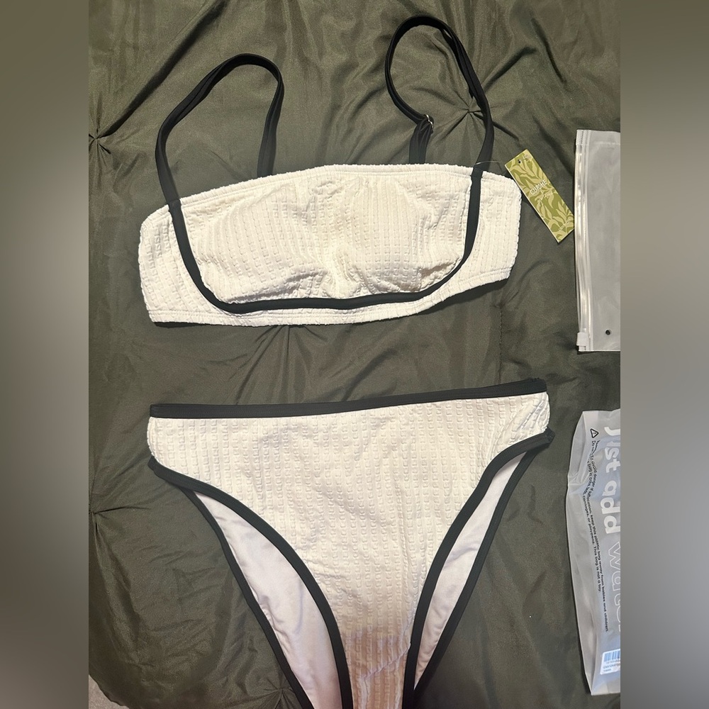 White Bikini Set with Black Trim